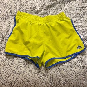 Bright lime green adidas shorts